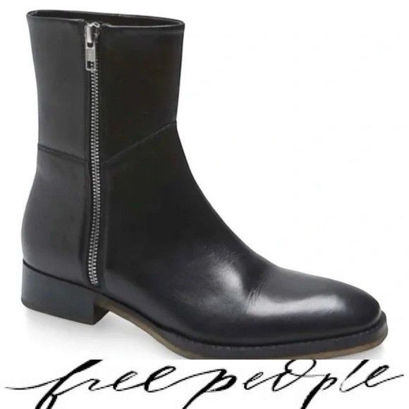 Free People Women's Luna Ankle Boots Black Leather Size EU 37.5 / US 7.5 M NIB - Picture 2 of 15